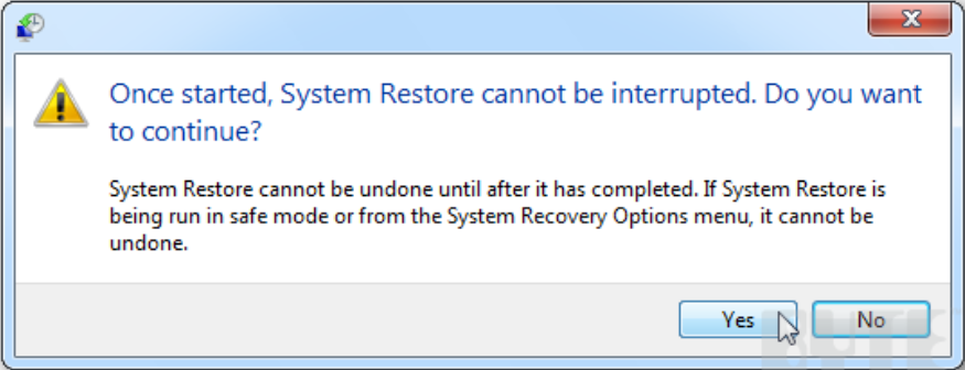 once started system restore cannot be interrupted